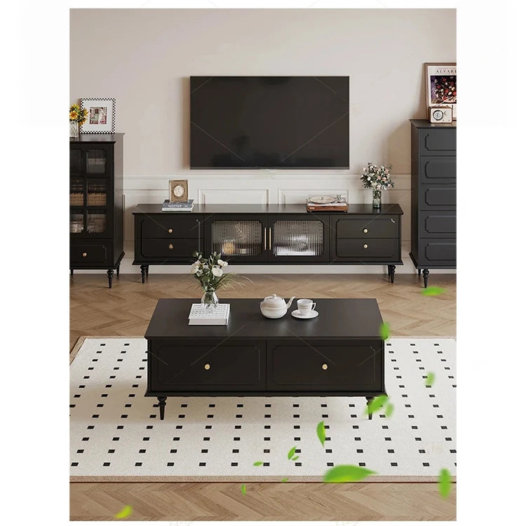 Elegant Solid Wood Tea Table with Storage Drawers – Modern Coffee Table for Living Room Decor hmz-4941