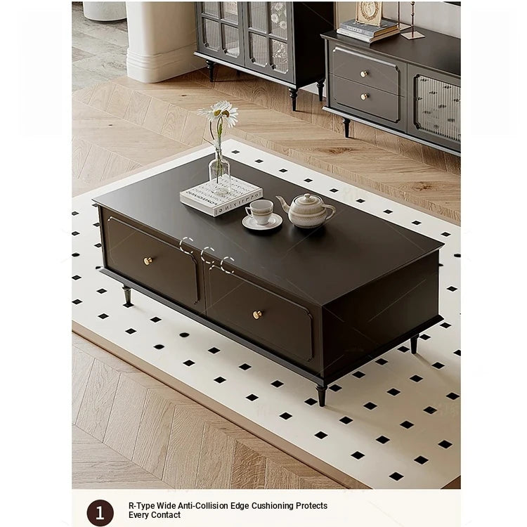 Elegant Solid Wood Tea Table with Storage Drawers – Modern Coffee Table for Living Room Decor hmz-4941