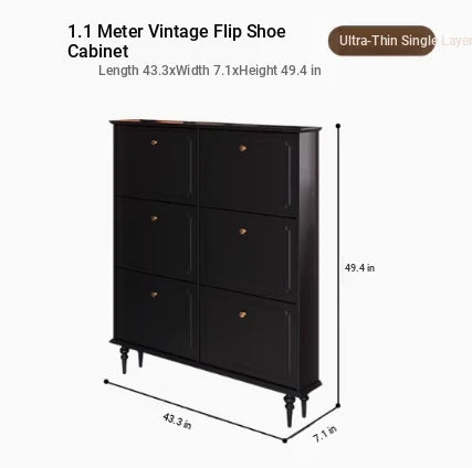 Stylish Mid-Century Shoe Cabinet in Classic Black - Elegant Storage Solution for Your Home hmz-4943