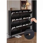 Stylish Mid-Century Shoe Cabinet in Classic Black - Elegant Storage Solution for Your Home hmz-4943