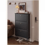 Stylish Mid-Century Shoe Cabinet in Classic Black - Elegant Storage Solution for Your Home hmz-4943