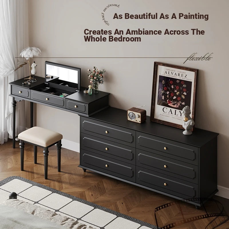 Elegant Makeup Table with Glass Top - Stylish Storage Solution for Your Beauty Essentials hmz-4947