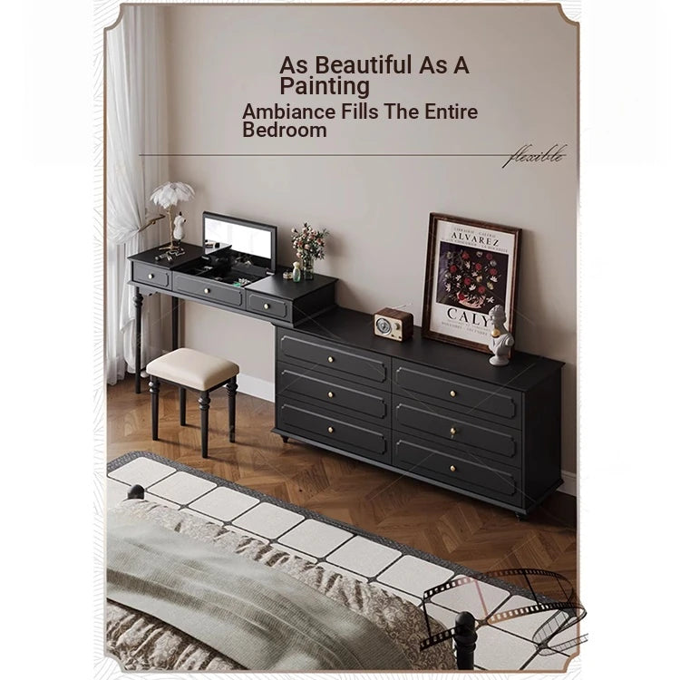 Elegant Makeup Table with Glass Top - Stylish Storage Solution for Your Beauty Essentials hmz-4947