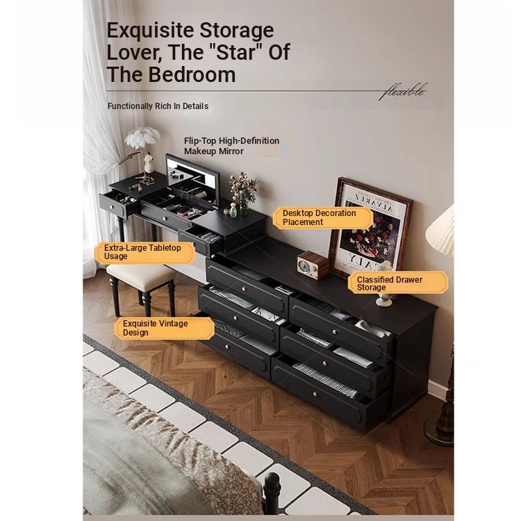Elegant Makeup Table with Glass Top - Stylish Storage Solution for Your Beauty Essentials hmz-4947