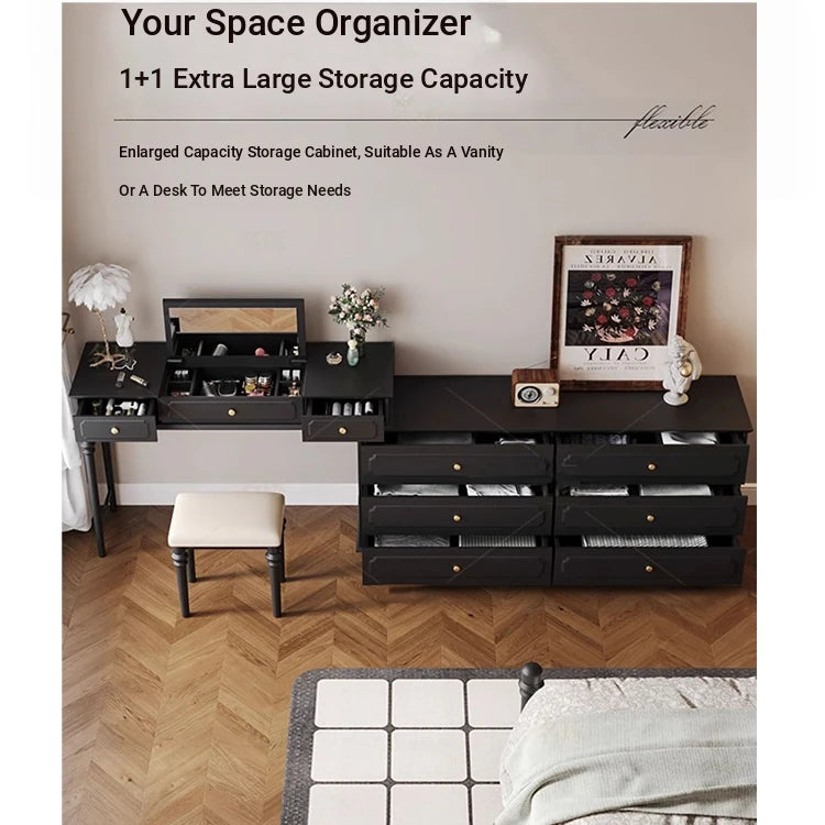 Elegant Makeup Table with Glass Top - Stylish Storage Solution for Your Beauty Essentials hmz-4947