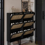 Stylish Shoe Cabinet with Woven Baskets - Organize Your Entryway in Style! hmz-4948