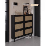 Stylish Shoe Cabinet with Woven Baskets - Organize Your Entryway in Style! hmz-4948