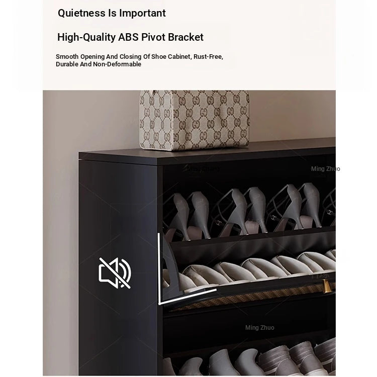 Stylish Shoe Cabinet with Woven Baskets - Organize Your Entryway in Style! hmz-4948