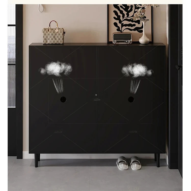 Stylish Shoe Cabinet with Woven Baskets - Organize Your Entryway in Style! hmz-4948