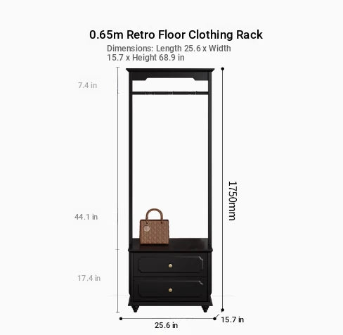 Chic Solid Wood Storage Rack with Hanging Rod and Drawer for Stylish Organization hmz-4949