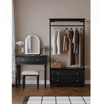 Chic Solid Wood Storage Rack with Hanging Rod and Drawer for Stylish Organization hmz-4949