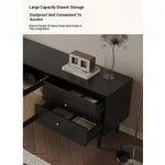 Stylish Solid Wood TV Cabinet with Tempered Glass and Elegant Rattan Design - Perfect for Modern Living Rooms! hmz-4951