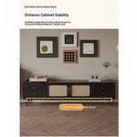Stylish Solid Wood TV Cabinet with Tempered Glass and Elegant Rattan Design - Perfect for Modern Living Rooms! hmz-4951