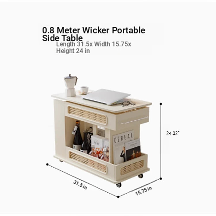 Stylish Tea Table with Storage and Rolling Wheels - Perfect for Modern Living Rooms hmz-4952