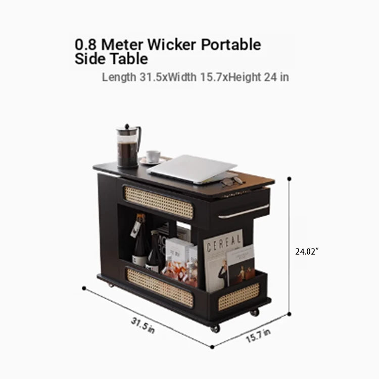 Stylish Tea Table with Storage and Rolling Wheels - Perfect for Modern Living Rooms hmz-4952
