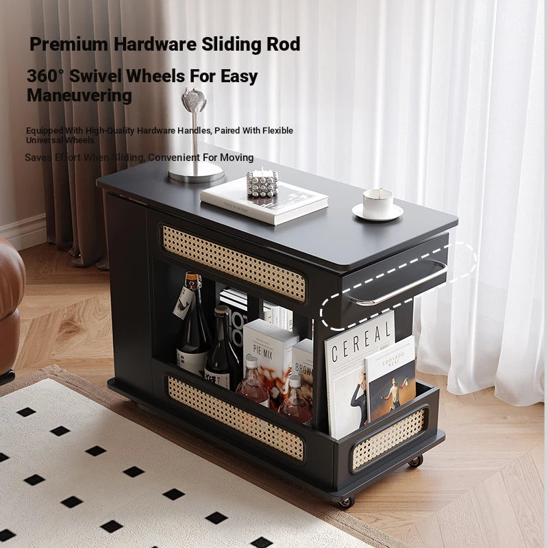 Stylish Tea Table with Storage and Rolling Wheels - Perfect for Modern Living Rooms hmz-4952