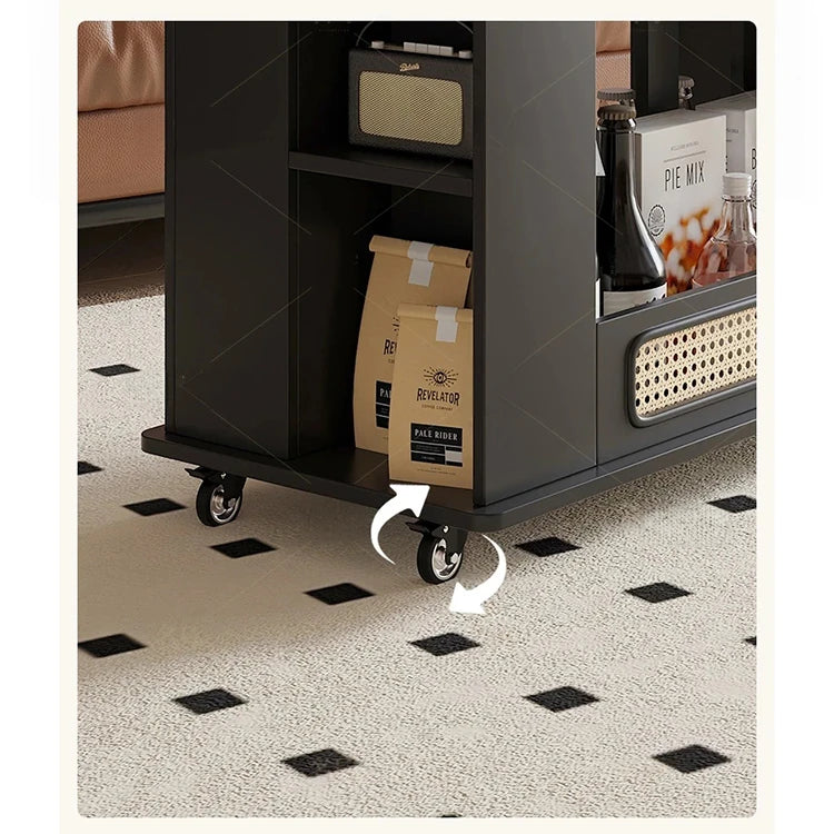 Stylish Tea Table with Storage and Rolling Wheels - Perfect for Modern Living Rooms hmz-4952