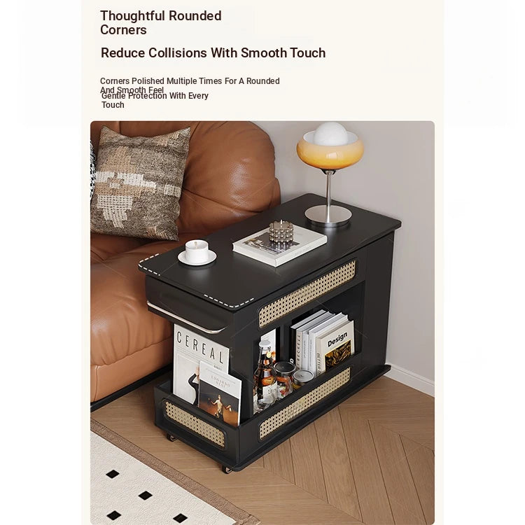 Stylish Tea Table with Storage and Rolling Wheels - Perfect for Modern Living Rooms hmz-4952