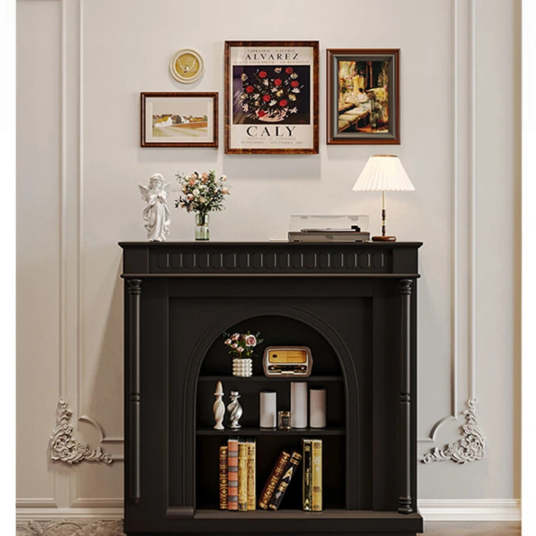 Elegant Black Cabinet with Stylish Shelves – Modern Home Storage Solution hmz-4953