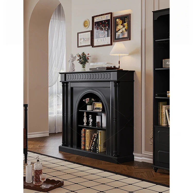 Elegant Black Cabinet with Stylish Shelves – Modern Home Storage Solution hmz-4953