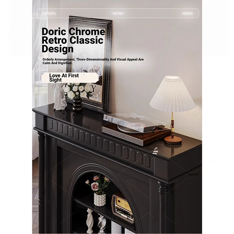 Elegant Black Cabinet with Stylish Shelves – Modern Home Storage Solution hmz-4953