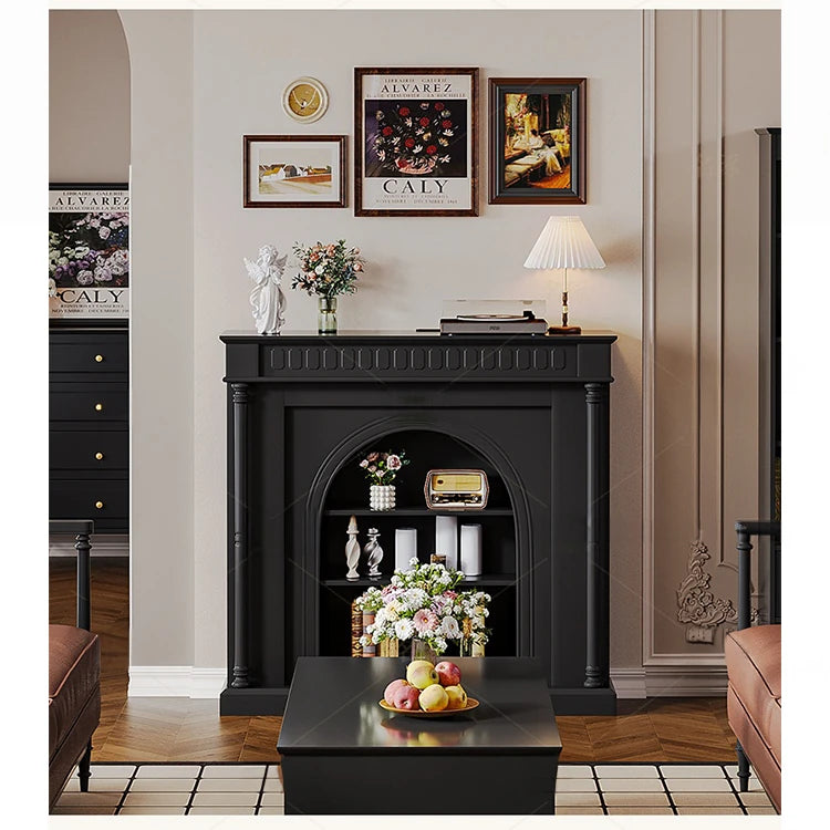 Elegant Black Cabinet with Stylish Shelves – Modern Home Storage Solution hmz-4953