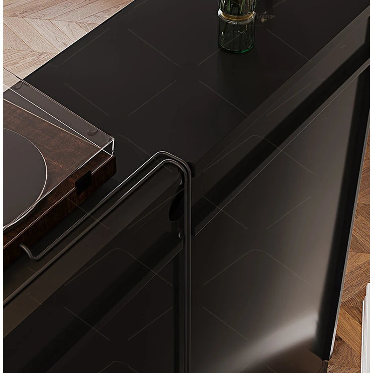 Elegant Black Cabinet with Stylish Shelves – Modern Home Storage Solution hmz-4953