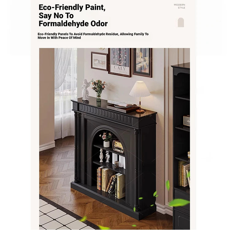 Elegant Black Cabinet with Stylish Shelves – Modern Home Storage Solution hmz-4953