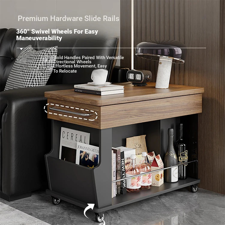 Stylish Modern Tea Table with Tempered Glass Top and Storage - Perfect for Living Room Decor hmz-4954