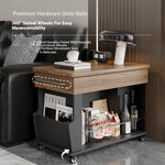 Stylish Modern Tea Table with Tempered Glass Top and Storage - Perfect for Living Room Decor hmz-4954