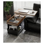 Stylish Modern Tea Table with Tempered Glass Top and Storage - Perfect for Living Room Decor hmz-4954