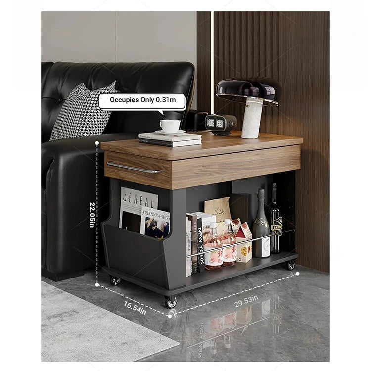 Stylish Modern Tea Table with Tempered Glass Top and Storage - Perfect for Living Room Decor hmz-4954