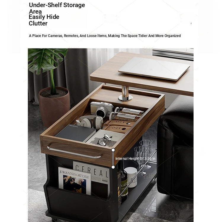Stylish Modern Tea Table with Tempered Glass Top and Storage - Perfect for Living Room Decor hmz-4954