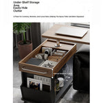 Stylish Modern Tea Table with Tempered Glass Top and Storage - Perfect for Living Room Decor hmz-4954