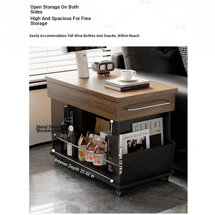 Stylish Modern Tea Table with Tempered Glass Top and Storage - Perfect for Living Room Decor hmz-4954