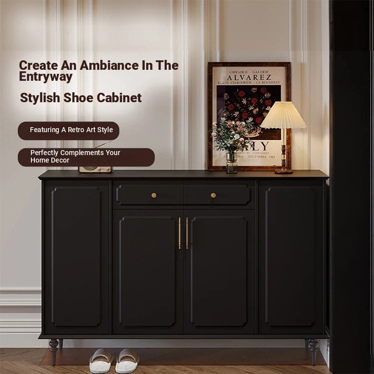 Stylish Black Cabinet with Gold Accents - Ideal Storage Solution for Modern Interiors hmz-4955