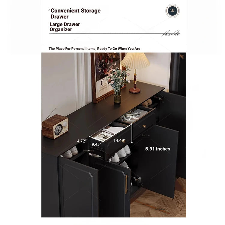 Stylish Black Cabinet with Gold Accents - Ideal Storage Solution for Modern Interiors hmz-4955