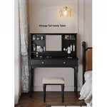Elegant Solid Wood Makeup Table with Glass Mirror - Stylish Vanity with Spacious Storage for Beauty Essentials hmz-4960