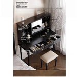 Elegant Solid Wood Makeup Table with Glass Mirror - Stylish Vanity with Spacious Storage for Beauty Essentials hmz-4960