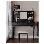 Elegant Solid Wood Makeup Table with Glass Mirror - Stylish Vanity with Spacious Storage for Beauty Essentials hmz-4960