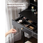 Elegant Solid Wood Makeup Table with Glass Mirror - Stylish Vanity with Spacious Storage for Beauty Essentials hmz-4960