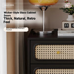 Stylish Solid Wood Bedside Cupboard with Tempered Glass Top – Elegant Two-Drawer Nightstand for Modern Bedrooms hmz-4961