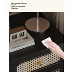 Stylish Solid Wood Bedside Cupboard with Tempered Glass Top – Elegant Two-Drawer Nightstand for Modern Bedrooms hmz-4961