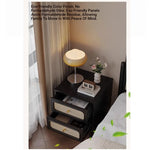 Stylish Solid Wood Bedside Cupboard with Tempered Glass Top – Elegant Two-Drawer Nightstand for Modern Bedrooms hmz-4961