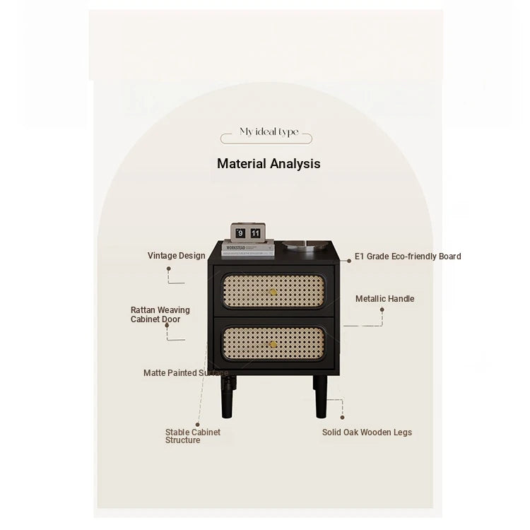 Stylish Solid Wood Bedside Cupboard with Tempered Glass Top – Elegant Two-Drawer Nightstand for Modern Bedrooms hmz-4961