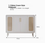 Sleek Solid Wood Cabinet with Tempered Glass Accents and Stylish Rattan Detail hmz-4962