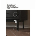 Sleek Solid Wood Cabinet with Tempered Glass Accents and Stylish Rattan Detail hmz-4962