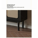 Sleek Solid Wood Cabinet with Tempered Glass Accents and Stylish Rattan Detail hmz-4962