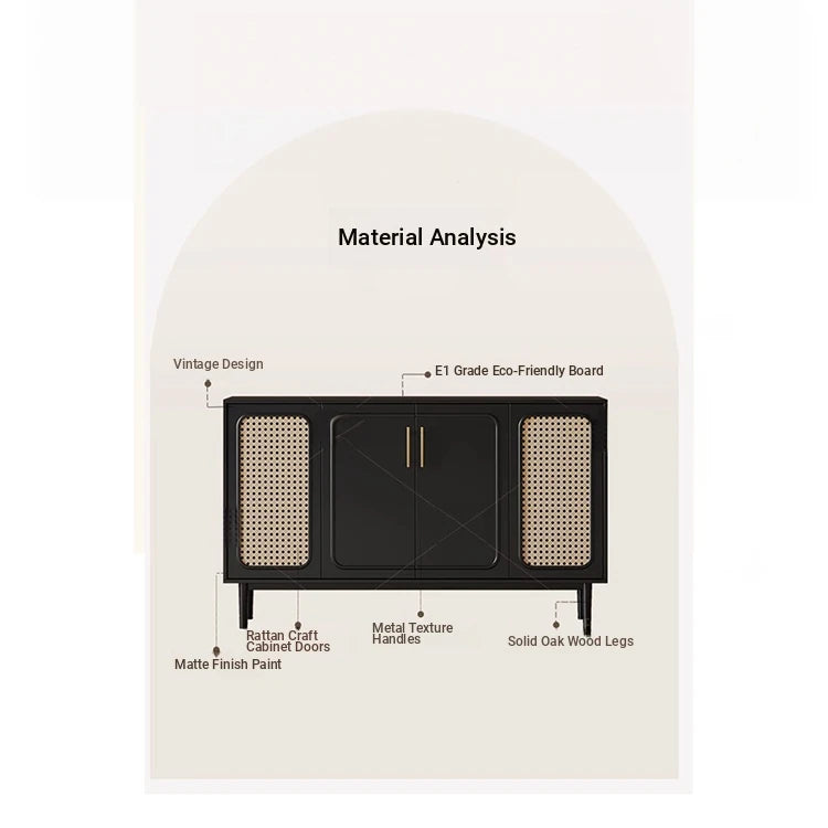 Sleek Solid Wood Cabinet with Tempered Glass Accents and Stylish Rattan Detail hmz-4962