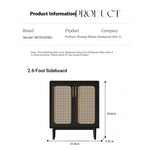 Sleek Solid Wood Cabinet with Tempered Glass Accents and Stylish Rattan Detail hmz-4962